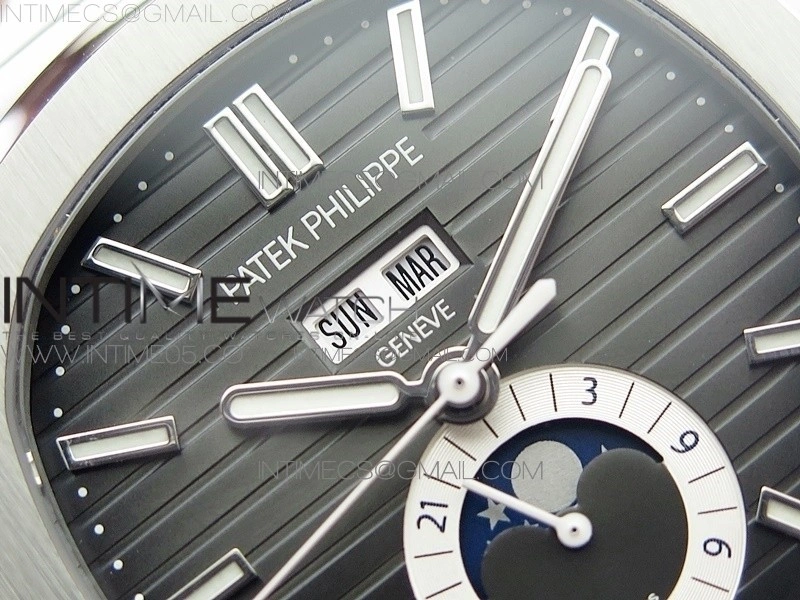 NAUTILUS 5726 SS GRF 1:1 BEST EDITION GRAY DIAL WORKING ANNUAL CALENDARON SS BRACELET A.324 V2